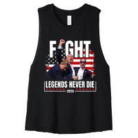 Fight Legends Never Die 2024 Trump Shooting Women's Racerback Cropped Tank