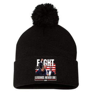 Fight Legends Never Die 2024 Trump Shooting Pom Pom 12in Knit Beanie