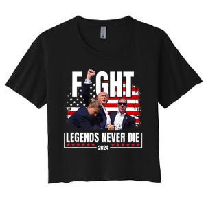 Fight Legends Never Die 2024 Trump Shooting Women's Crop Top Tee