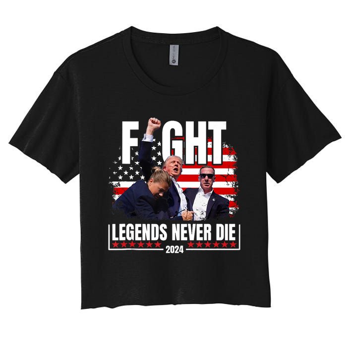 Fight Legends Never Die 2024 Trump Shooting Women's Crop Top Tee