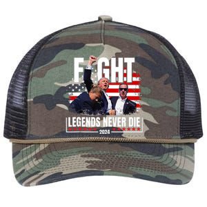 Fight Legends Never Die 2024 Trump Shooting Retro Rope Trucker Hat Cap