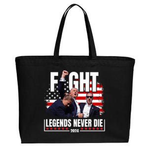 Fight Legends Never Die 2024 Trump Shooting Cotton Canvas Jumbo Tote