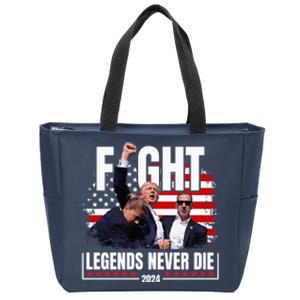 Fight Legends Never Die 2024 Trump Shooting Zip Tote Bag