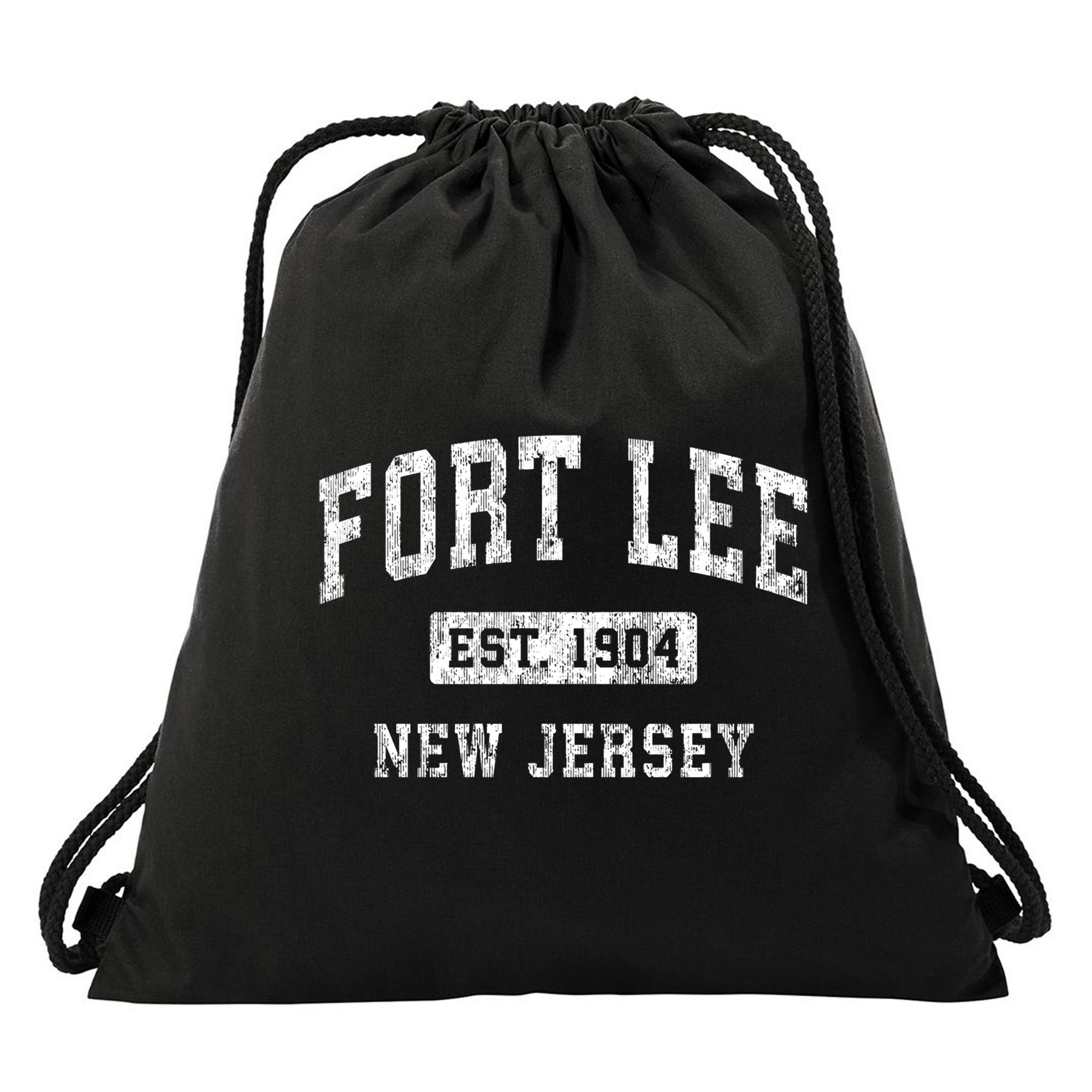 Fort Lee Nj & Retro Fort Lee Est. 1904 New Jersey Drawstring Bag