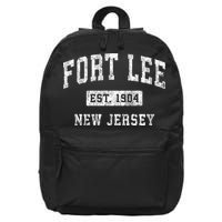Fort Lee Nj & Retro Fort Lee Est. 1904 New Jersey 16 in Basic Backpack