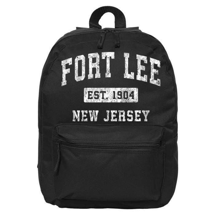 Fort Lee Nj & Retro Fort Lee Est. 1904 New Jersey 16 in Basic Backpack