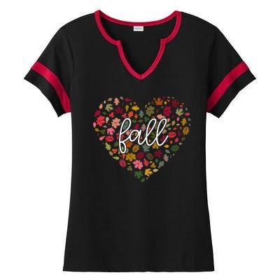 Fall Lover Nature Heart Ladies Halftime Notch Neck Tee