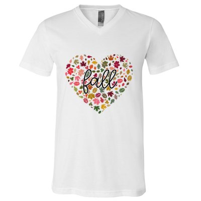 Fall Lover Nature Heart V-Neck T-Shirt
