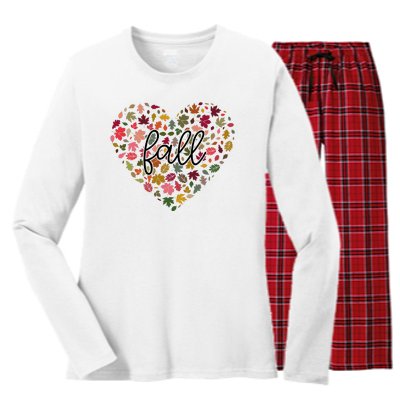 Fall Lover Nature Heart Women's Long Sleeve Flannel Pajama Set 