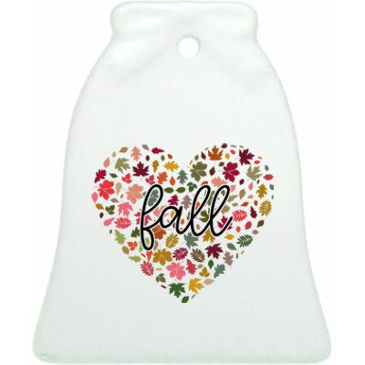 Fall Lover Nature Heart Ceramic Bell Ornament