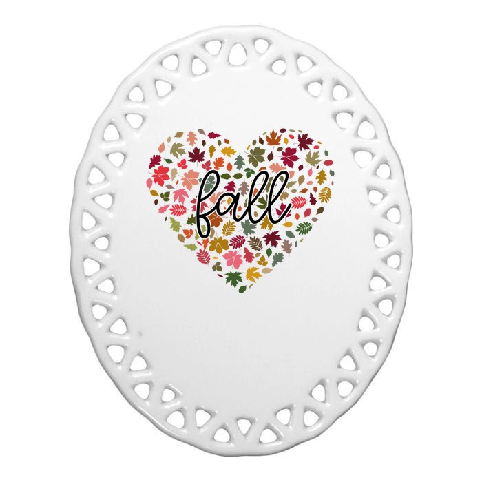 Fall Lover Nature Heart Ceramic Oval Ornament