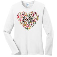 Fall Lover Nature Heart Ladies Long Sleeve Shirt