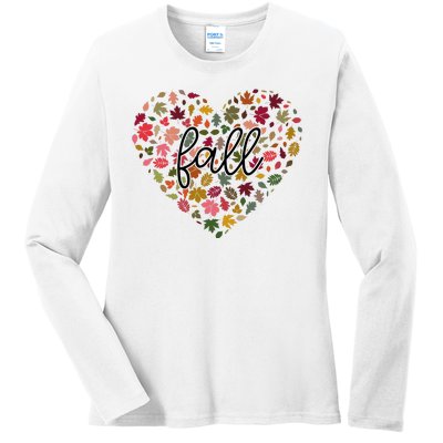 Fall Lover Nature Heart Ladies Long Sleeve Shirt