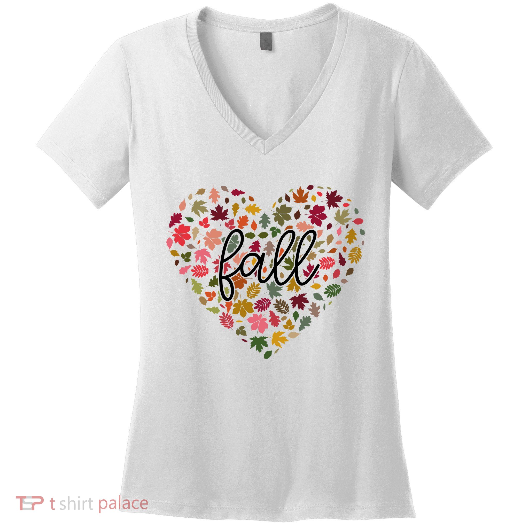 Fall Lover Nature Heart Women's V-Neck T-Shirt
