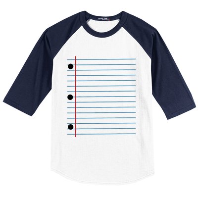 Funny Lined Notebook Paper Group Halloween Costume Baseball Sleeve Shirt