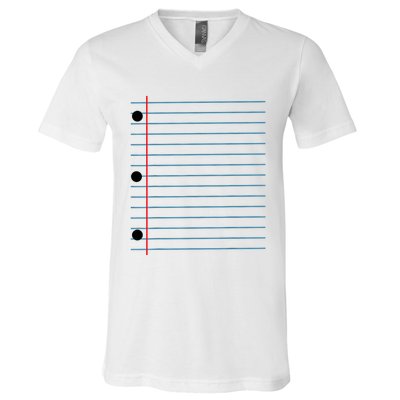 Funny Lined Notebook Paper Group Halloween Costume V-Neck T-Shirt