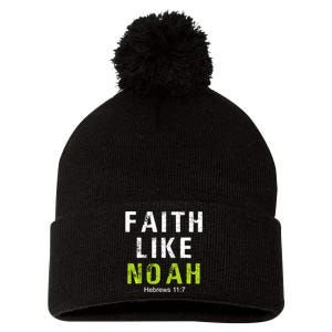 Faith Like Noah Hebrews 11:7 Pom Pom 12in Knit Beanie