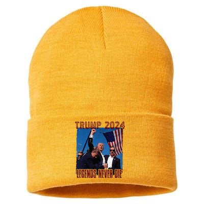 Funny Legends Never Die Trump Election Rally Shooting 2024 Sustainable Knit Beanie