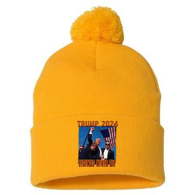 Funny Legends Never Die Trump Election Rally Shooting 2024 Pom Pom 12in Knit Beanie