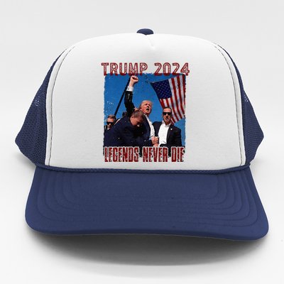 Funny Legends Never Die Trump Election Rally Shooting 2024 Trucker Hat