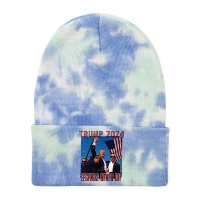 Funny Legends Never Die Trump Election Rally Shooting 2024 Tie Dye 12in Knit Beanie