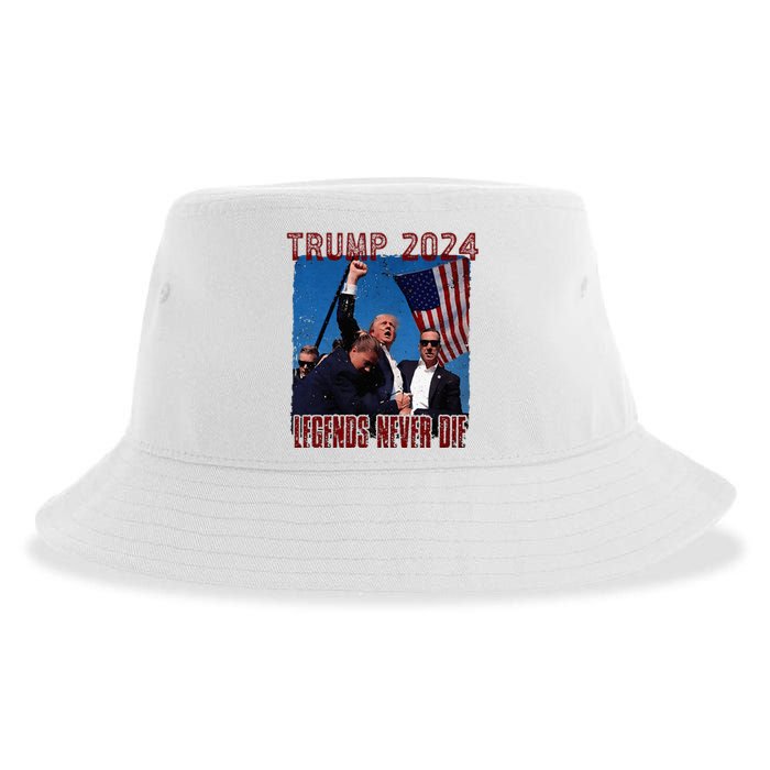 Funny Legends Never Die Trump Election Rally Shooting 2024 Sustainable Bucket Hat