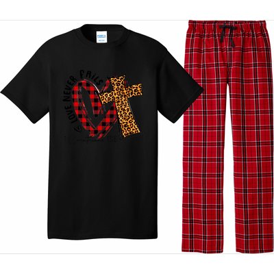 Funny Love Never Fails Corinthians Bible Verse Christian Cool Gift Pajama Set