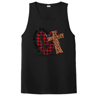 Funny Love Never Fails Corinthians Bible Verse Christian Cool Gift PosiCharge Competitor Tank