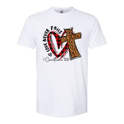 Funny Love Never Fails Corinthians Bible Verse Christian Cool Gift Softstyle CVC T-Shirt