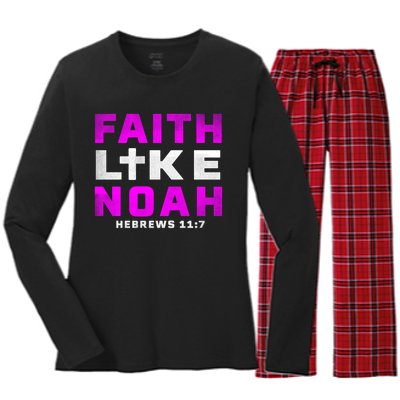 Faith Like Noah Hebrews 117 Women's Long Sleeve Flannel Pajama Set 