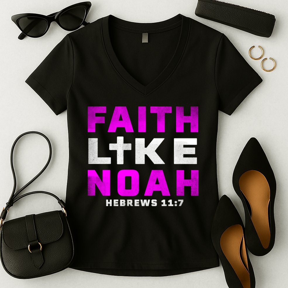 Faith Like Noah Hebrews 117 Women's V-Neck T-Shirt