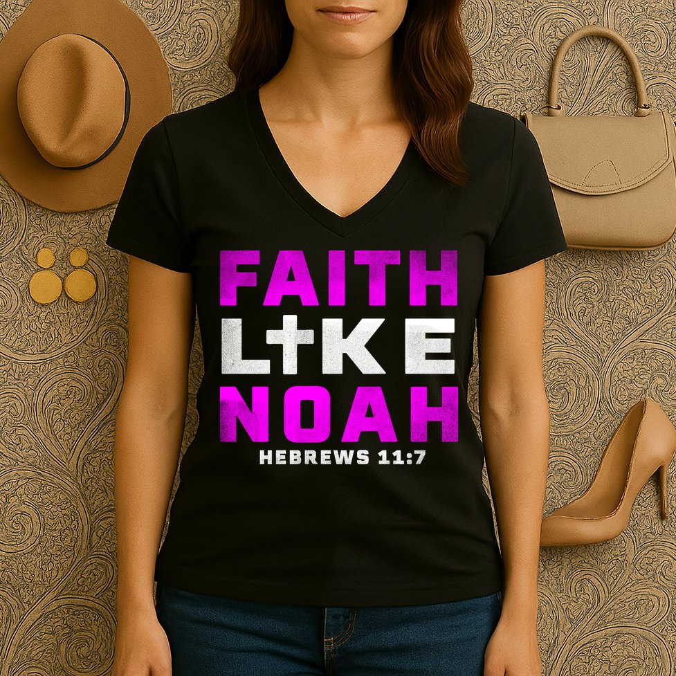 Faith Like Noah Hebrews 117 Women's V-Neck T-Shirt