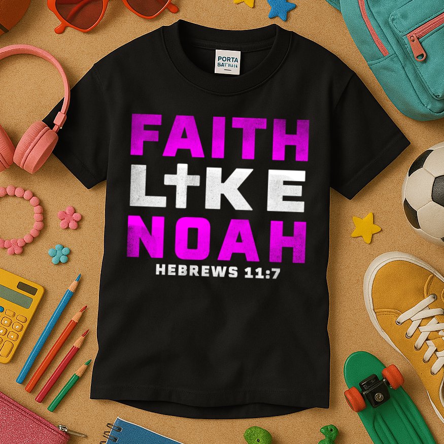 Faith Like Noah Hebrews 117 Kids T-Shirt