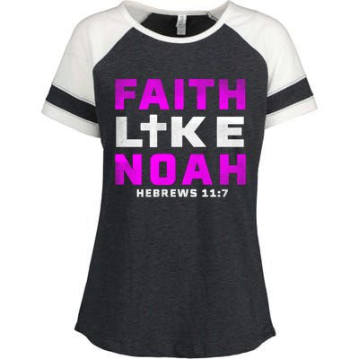 Faith Like Noah Hebrews 117 Enza Ladies Jersey Colorblock Tee