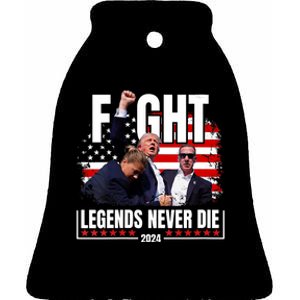 Fight Legends Never Die 2024 Trump Shooting Ceramic Bell Ornament