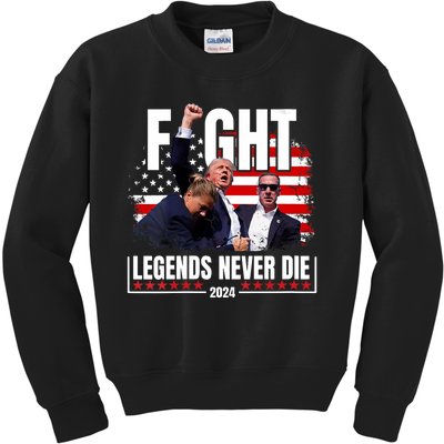 Fight Legends Never Die 2024 Trump Shooting Kids Sweatshirt