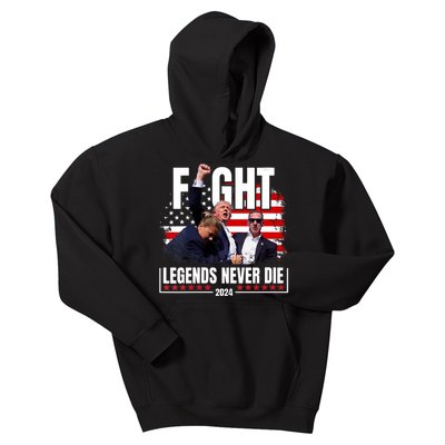 Fight Legends Never Die 2024 Trump Shooting Kids Hoodie