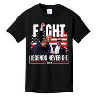 Fight Legends Never Die 2024 Trump Shooting Kids T-Shirt