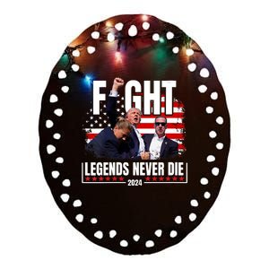 Fight Legends Never Die 2024 Trump Shooting Ceramic Oval Ornament