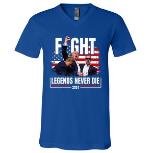 Fight Legends Never Die 2024 Trump Shooting V-Neck T-Shirt