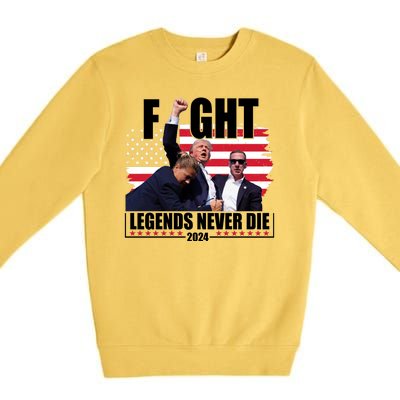 Fight Legends Never Die 2024 Trump Shooting Usa Flag Premium Crewneck Sweatshirt