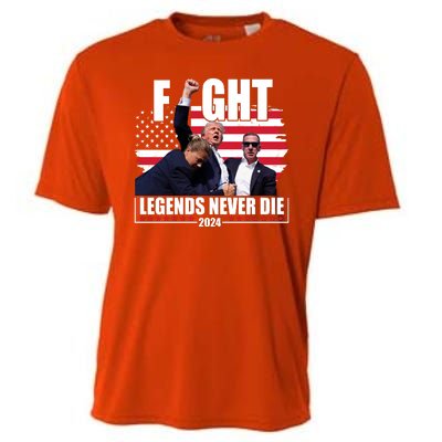 Fight Legends Never Die 2024 Trump Shooting Usa Flag Cooling Performance Crew T-Shirt