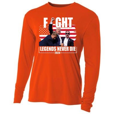 Fight Legends Never Die 2024 Trump Shooting Usa Flag Cooling Performance Long Sleeve Crew