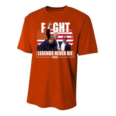 Fight Legends Never Die 2024 Trump Shooting Usa Flag Performance Sprint T-Shirt