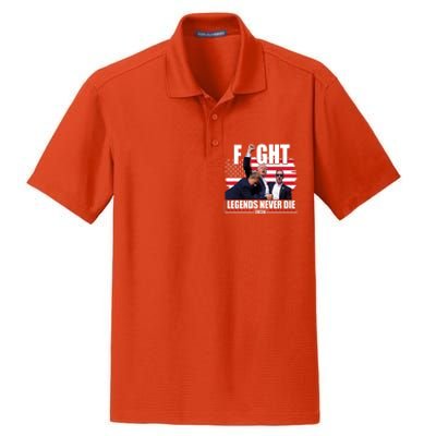 Fight Legends Never Die 2024 Trump Shooting Usa Flag Dry Zone Grid Polo