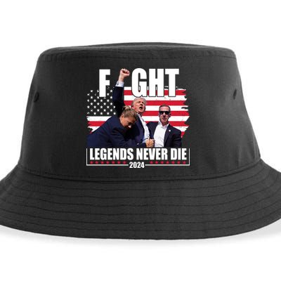 Fight Legends Never Die 2024 Trump Shooting Usa Flag Sustainable Bucket Hat