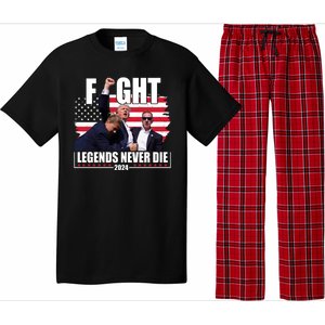 Fight Legends Never Die 2024 Trump Shooting Usa Flag Pajama Set