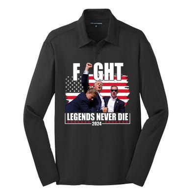 Fight Legends Never Die 2024 Trump Shooting Usa Flag Silk Touch Performance Long Sleeve Polo