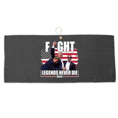 Fight Legends Never Die 2024 Trump Shooting Usa Flag Large Microfiber Waffle Golf Towel