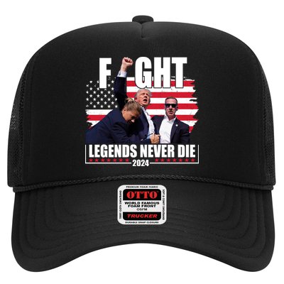 Fight Legends Never Die 2024 Trump Shooting Usa Flag Trucker Hat